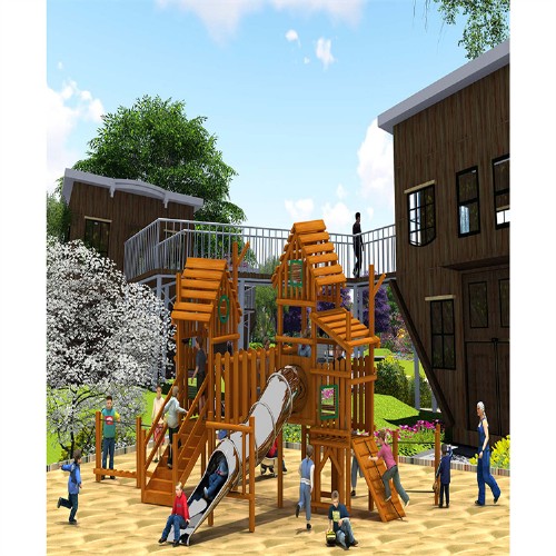 木质组合攀爬滑梯 (2)